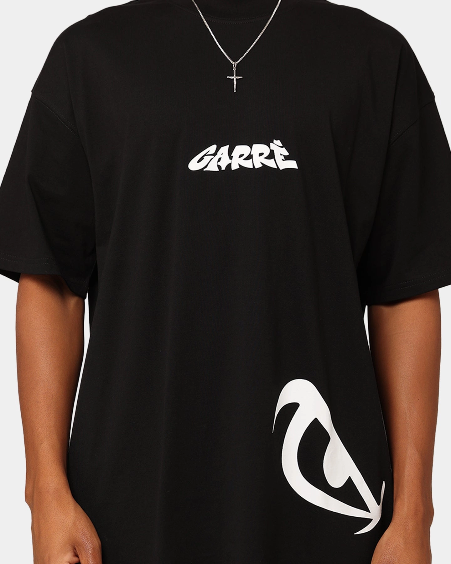 Sublimation Resistant Fabric Cozy Look Carre Eyes Oversized T-Shirt Black
