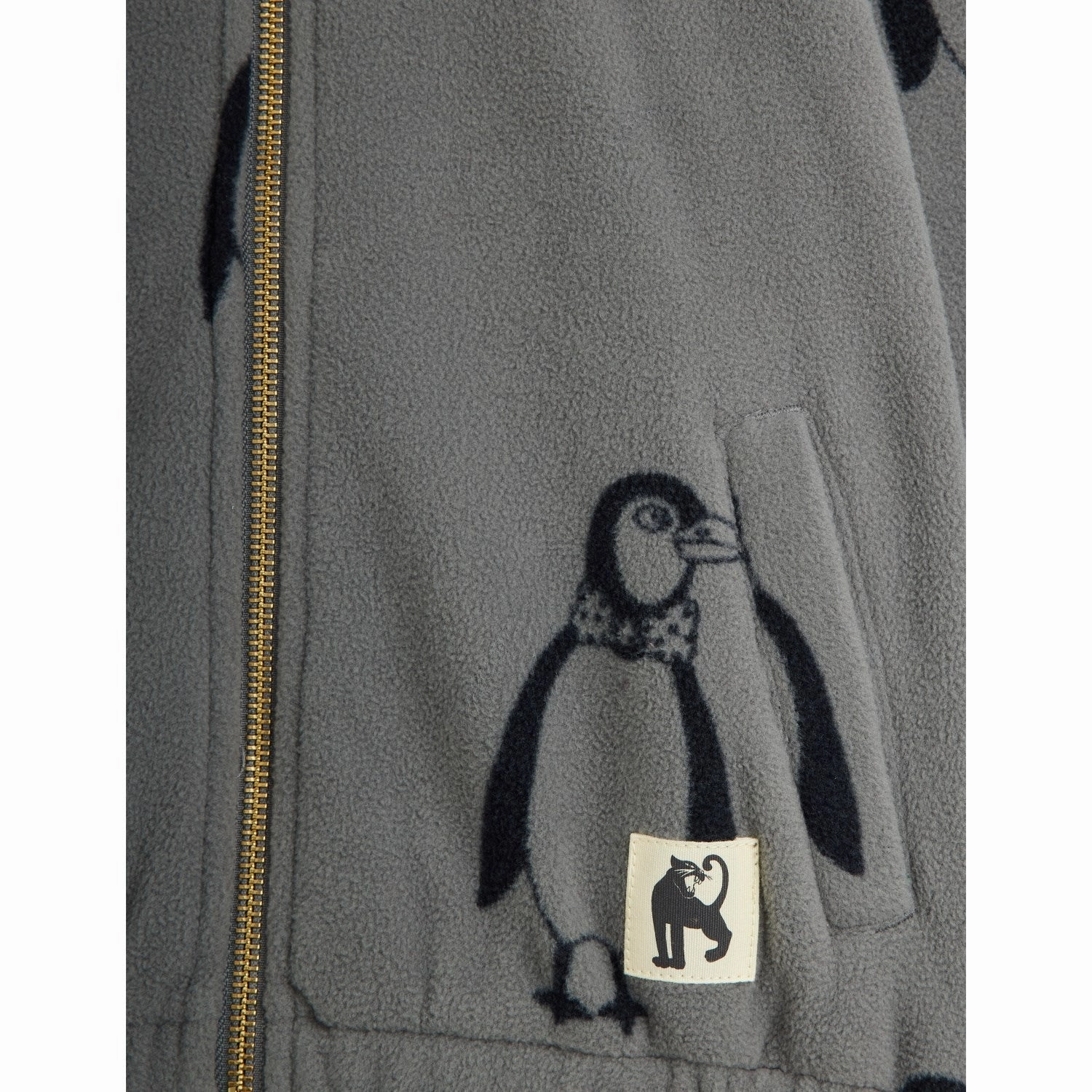 Eco Friendly Dyed Fabric Stretch Fabric Mini Rodini Grey Penguin AOP Fleece Jacket