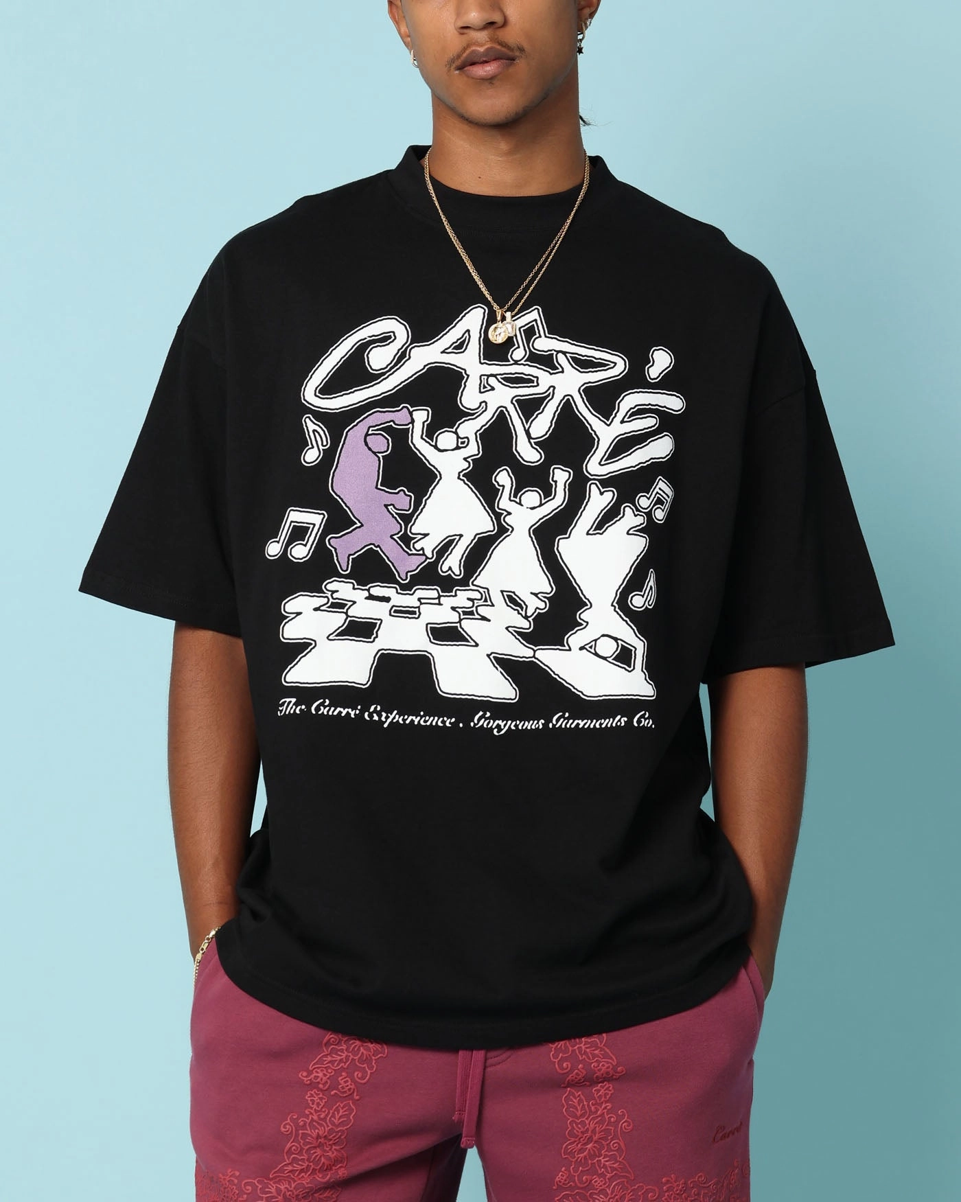 Carr?? Dinner Party Oversized T-Shirt Black Vibrant Prints Street Style