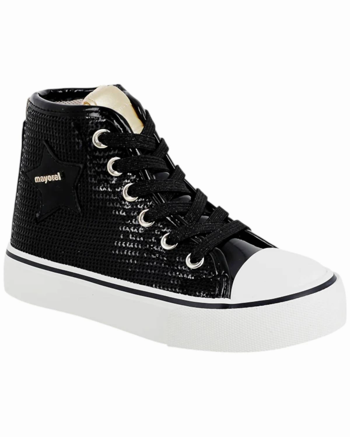 Power Balance Girl's Platform Sequin Hightop Shoes In Black