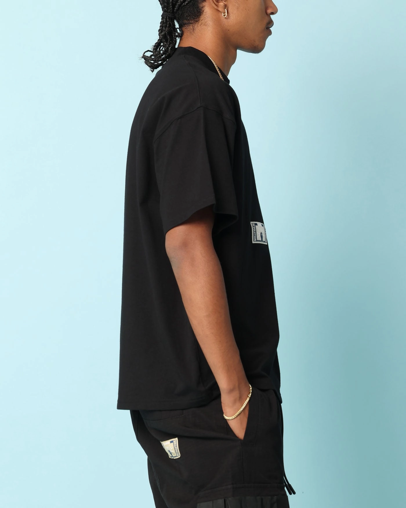 Carr?? Patchwork Oversized T-Shirt Black Layered Collar