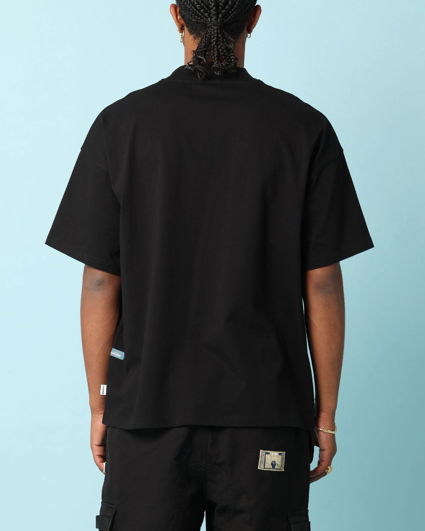 Carr?? Patchwork Oversized T-Shirt Black Smooth Neckline StretchFabric