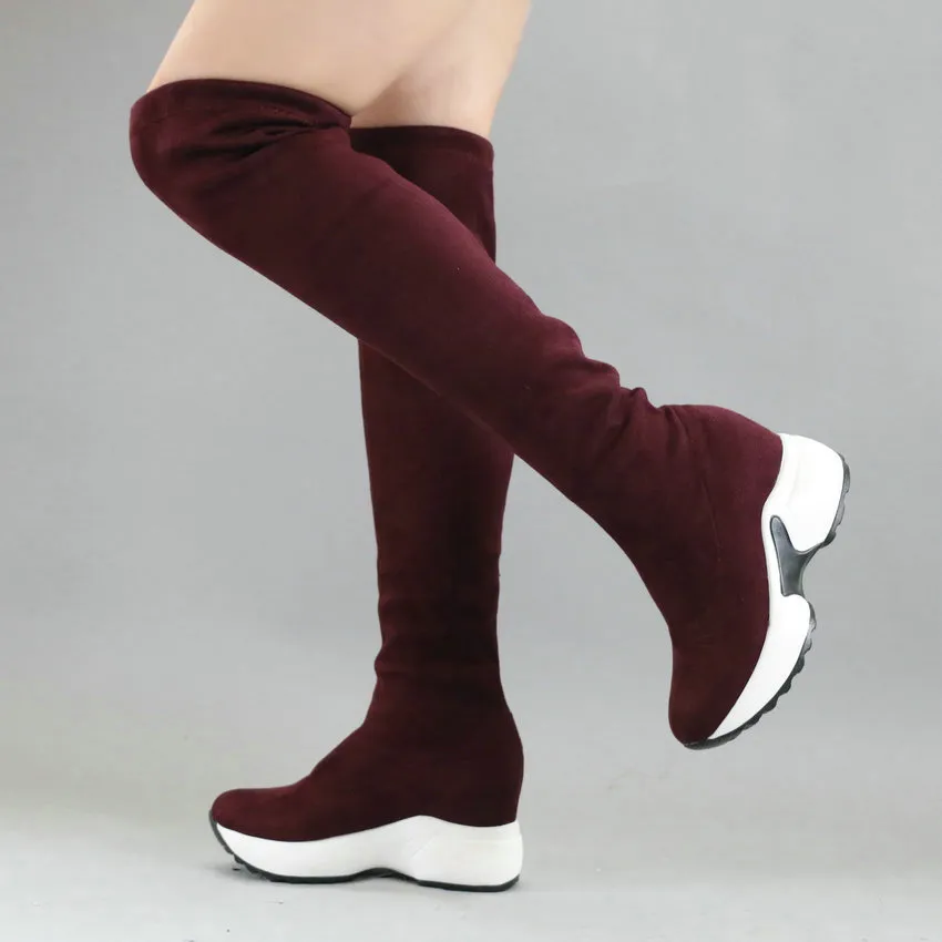 USS Shoes Yexy Women's Stretch Fabrics Over The Knee Boots