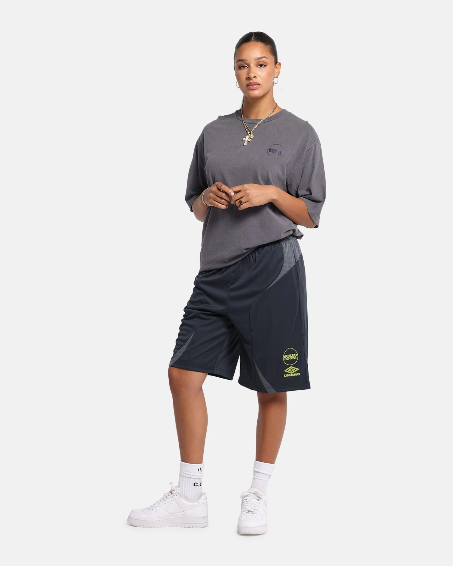 Customizable length Boiler Room X Umbro Football Shorts Black