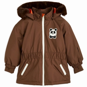 Mini Rodini Panda Soft Ski Jacket Brown Stain Resistant Adjustable Cuff Design
