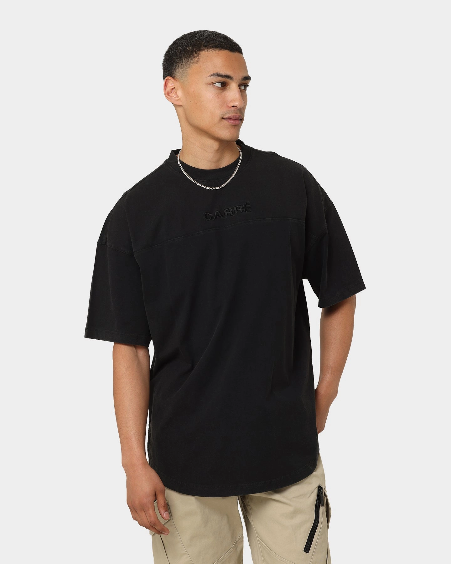 Carr?? Grid Iron Oversized T-Shirt Washed Black Soft and Light Wear Non Toxic Printing