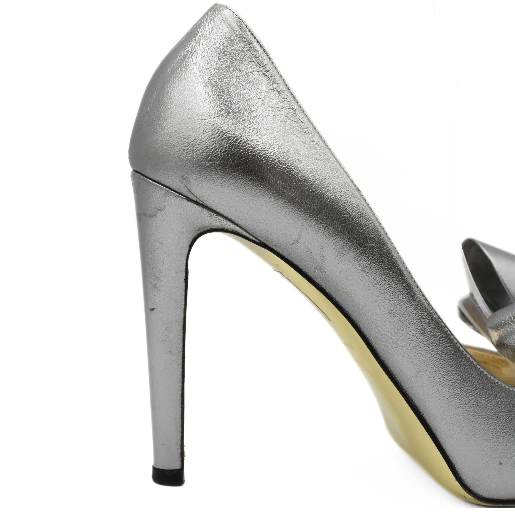 Valentino 'Bow D'Orsay Silver' Heels - Women's 37.5