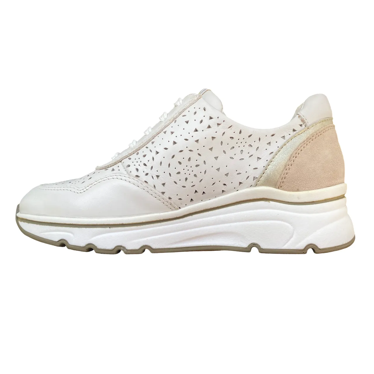 Valleverde scarpa sneakers da donna con laccio e zip 36061 bianco-oro professional running shoes