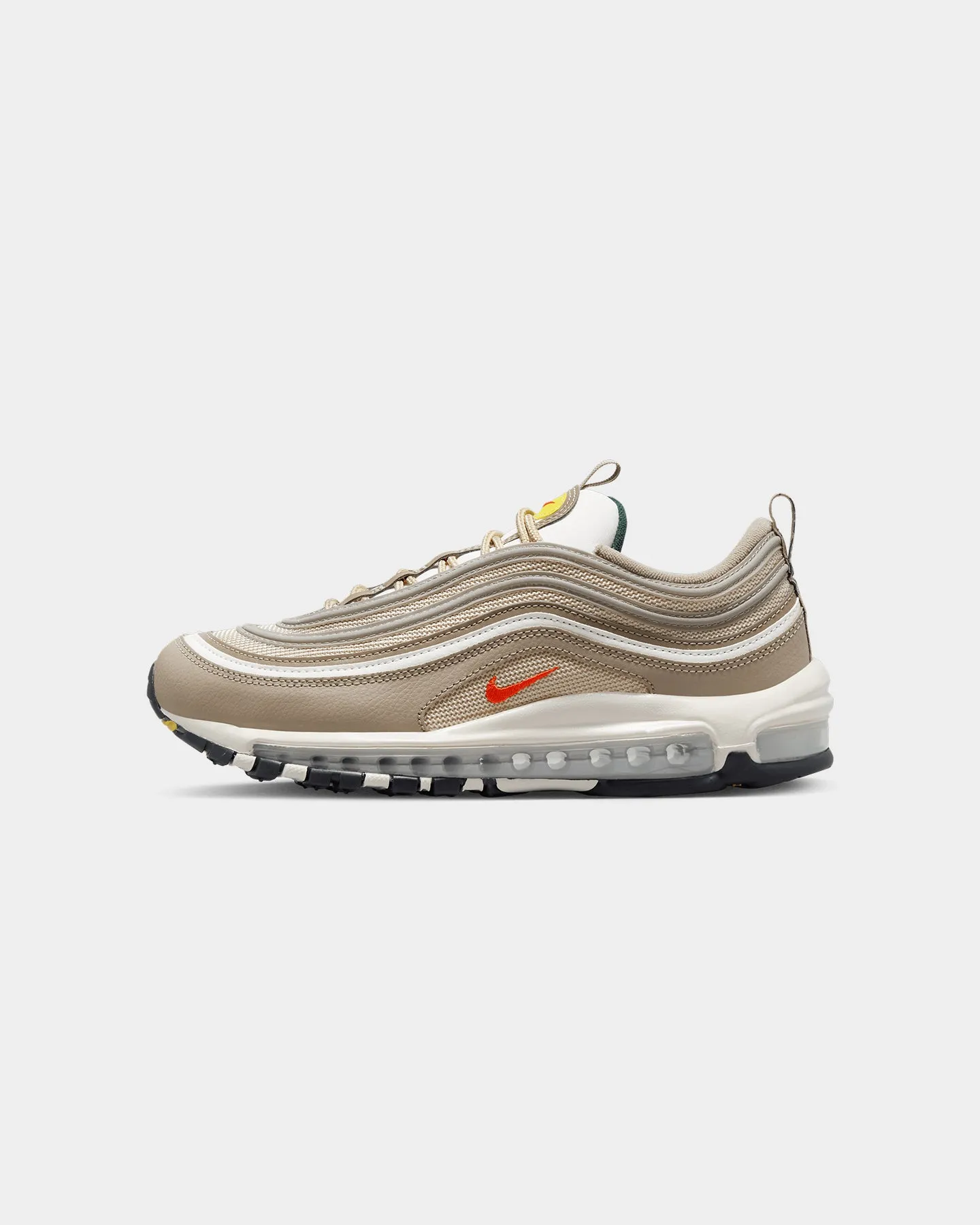 Nike Women's Air Max 97 SE Khaki/Picante Red/Sesame Sail individual - sports Comfort Heel Cup