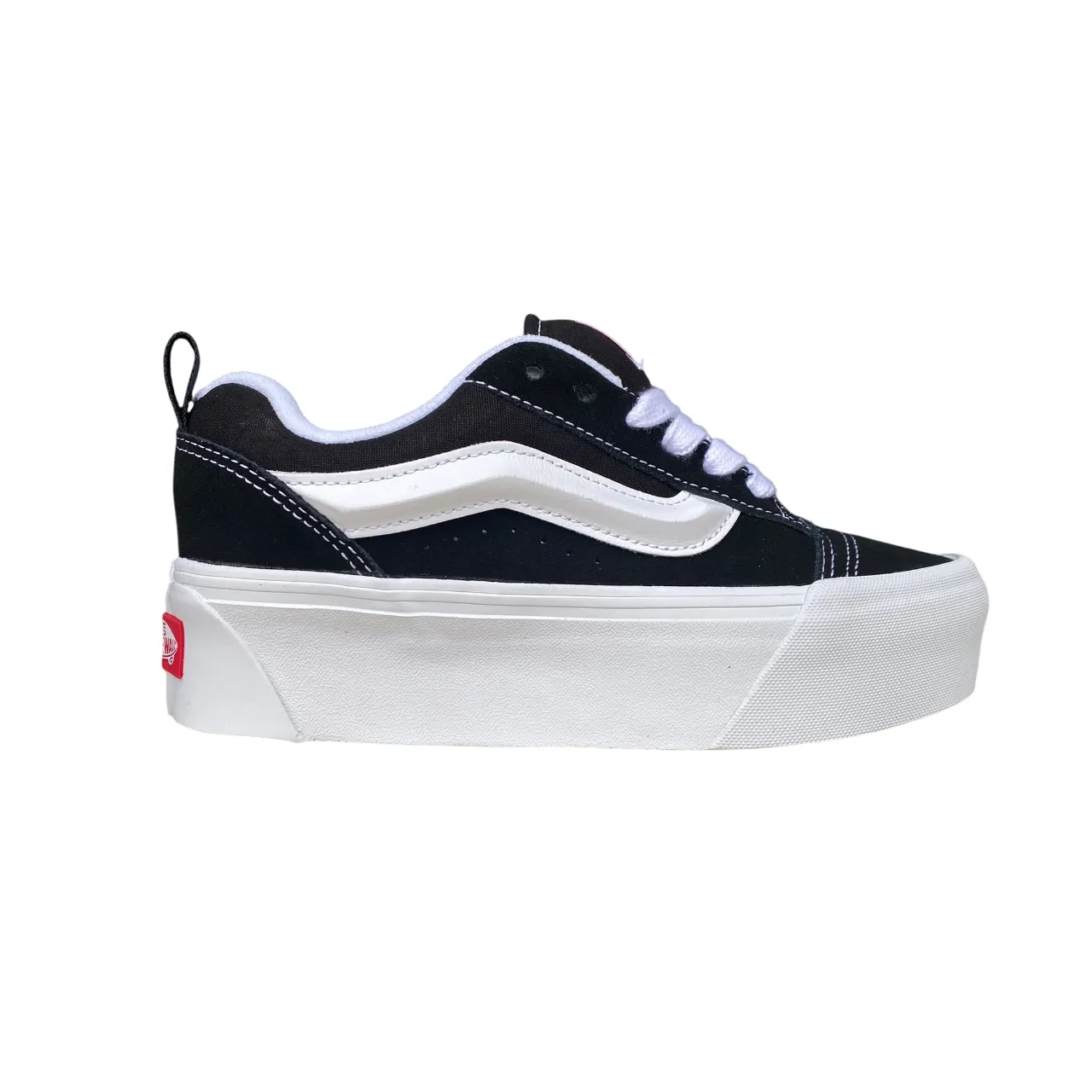 Vans Knu Stack Donna VN000CP66BT1 | Sneakers Zeppa Nero-Bianco Tear Resistant Knit windy weather