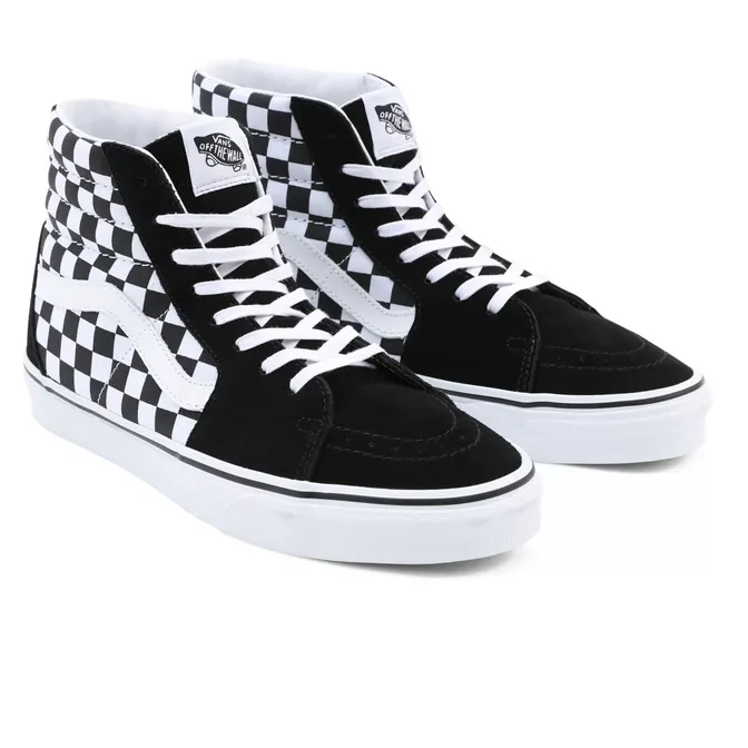 Vans scarpa sneaker alta per uomo e donna SK8-HI VN0A32QGHRK1 quadri bianco nero Pressure Relief Grooves