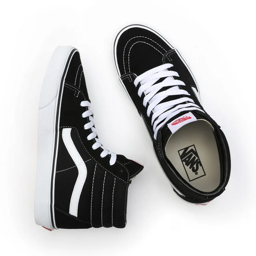 cruelty - free kids' Vans scarpa Sneakers alta per uomo e donna in tela e camoscio Sk8-Hi VN000D5IB8C nero-bianco