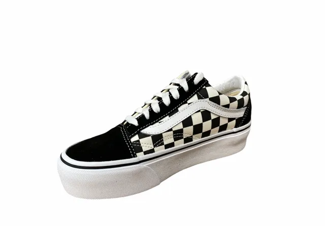 Enhanced Toe Protection soccer player shoes Vans scarpa sneakers da donna con zeppa Old Skool Platform VN0A3B3UHRK1 quadri nero bianco