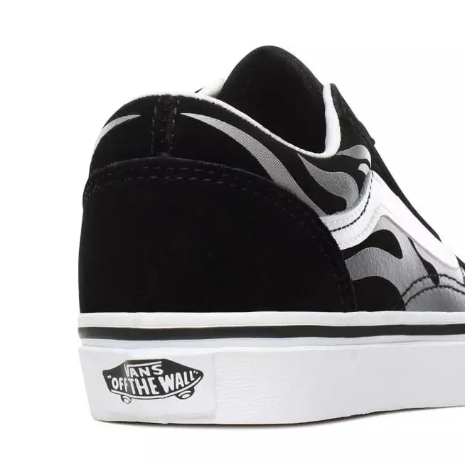 Vans scarpa sneakers da ragazzi in tela e camoscio con fiamme grigie  Old Skool VN0A4UHZWKJ1 nero-bianco active shoes option