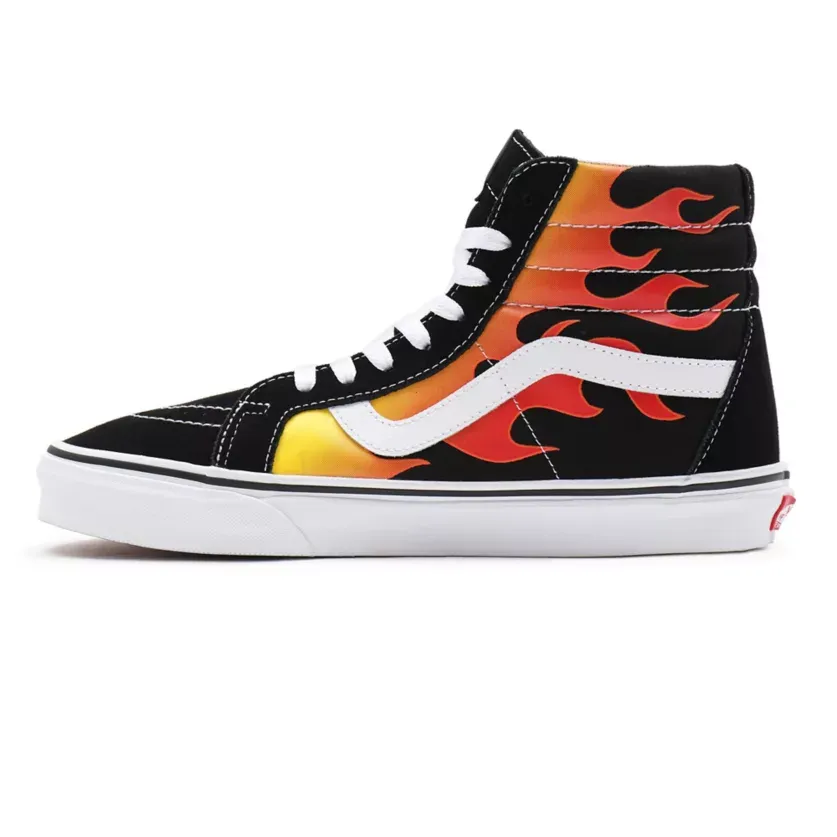 Vans Scarpa sneakers per uomo e donna con fantasia fiammata Sk-8Hi Reissue Flame VN0A2XSBPHN1 nero-bianco-fiamme Youth - runner