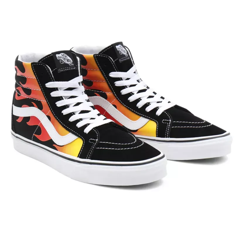 Comfortable Midfoot Vans Scarpa sneakers per uomo e donna con fantasia fiammata Sk-8Hi Reissue Flame VN0A2XSBPHN1 nero-bianco-fiamme