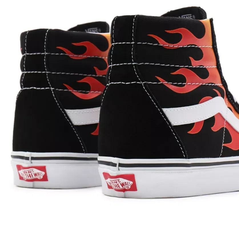 Vans Scarpa sneakers per uomo e donna con fantasia fiammata Sk-8Hi Reissue Flame VN0A2XSBPHN1 nero-bianco-fiamme Stormy Weather Running