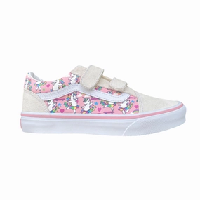 Rubberized Edge Protection multi - density sole shoes Vans scarpa sneakers da ragazza con velcro Old Skool V Ballet Skaticorn Marshmal VN000CYDCY71 bianco-rosa