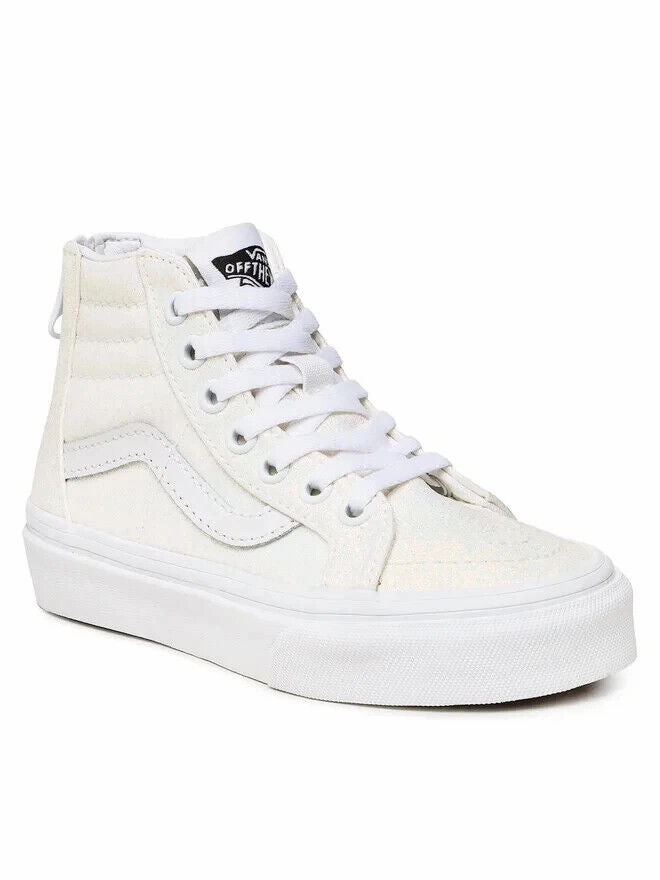 Cushion Lover Gentle Texture Vans Sk8-Hi Zip VN0005VSWHT Little Kid Girls Glitter White Lifestyle Shoes ZPO17