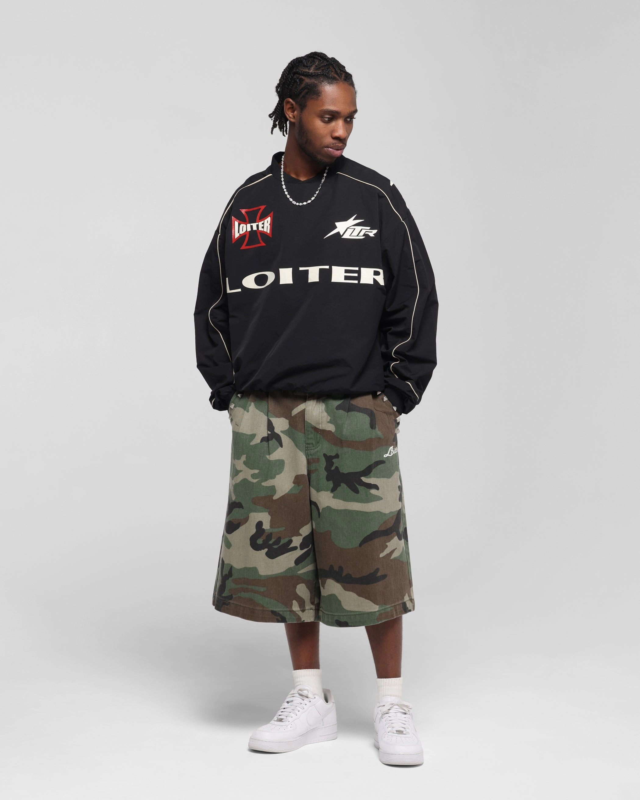 Loiter Racer Nylon Jersey Crewneck Black Ventilated Side Gussets