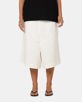 No Bunching Fashion Forward XXIII Wide Leg Denim Shorts Off White