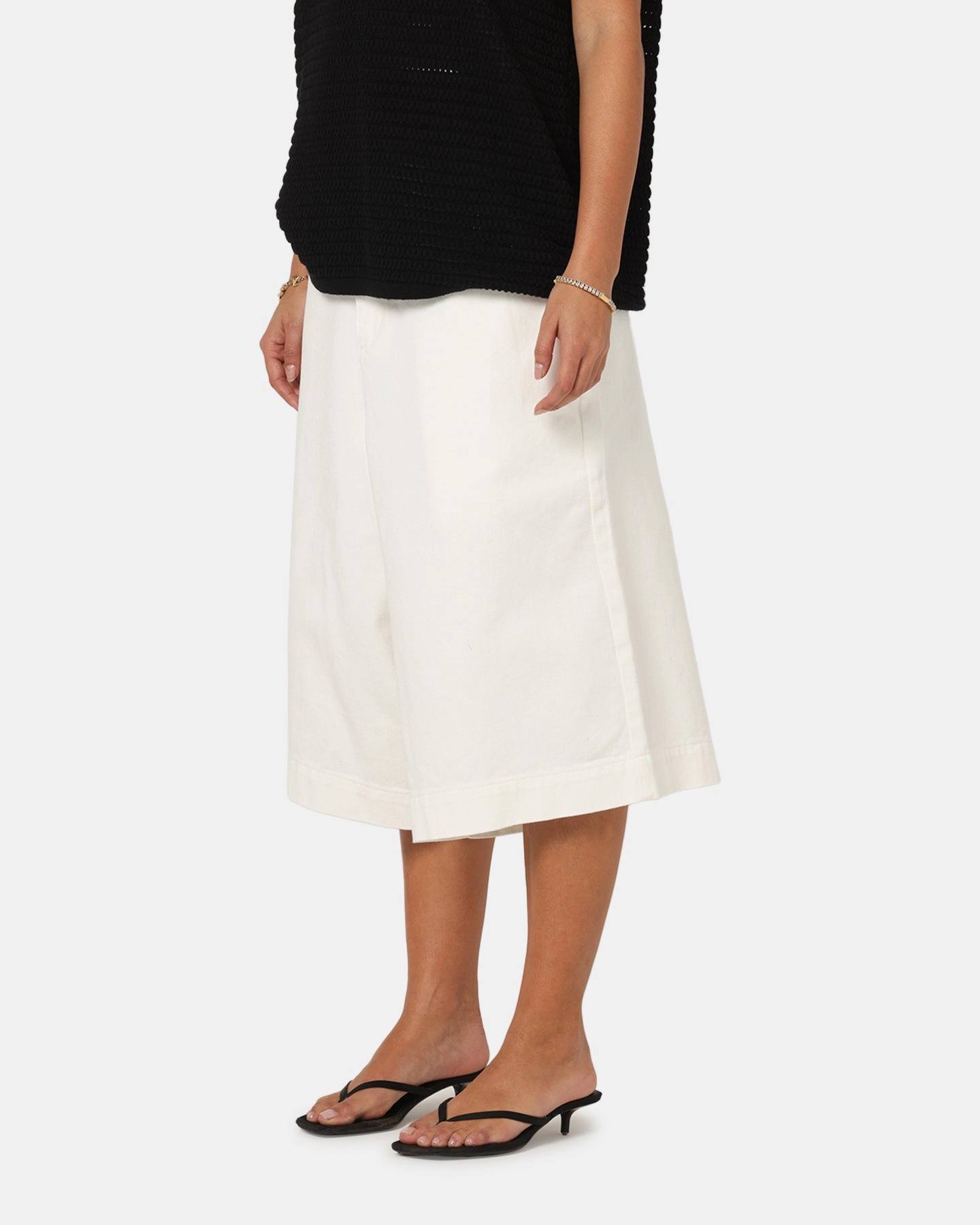 XXIII Wide Leg Denim Shorts Off White Training Wear
