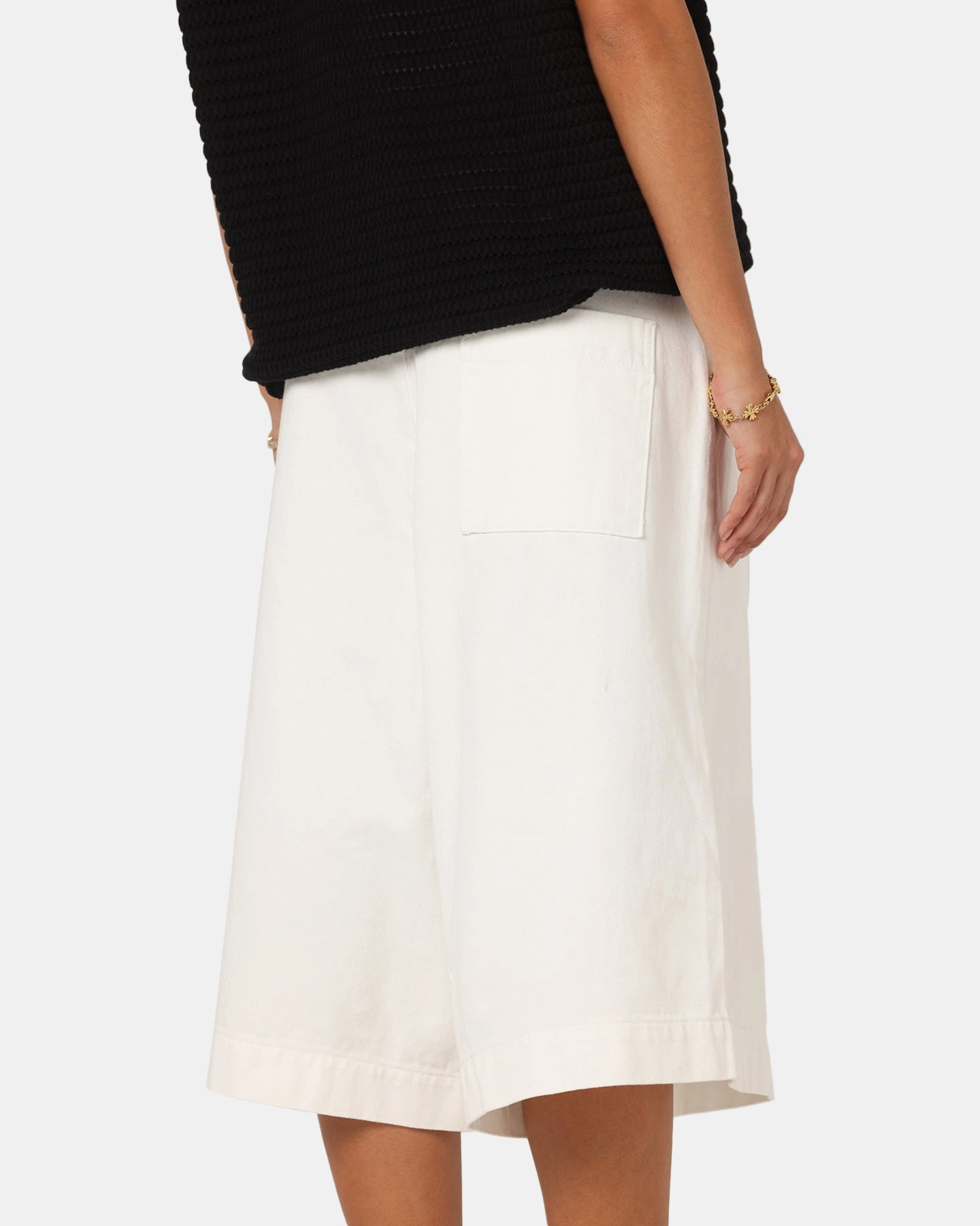 XXIII Wide Leg Denim Shorts Off White Layer-Friendly Outdoor Layer