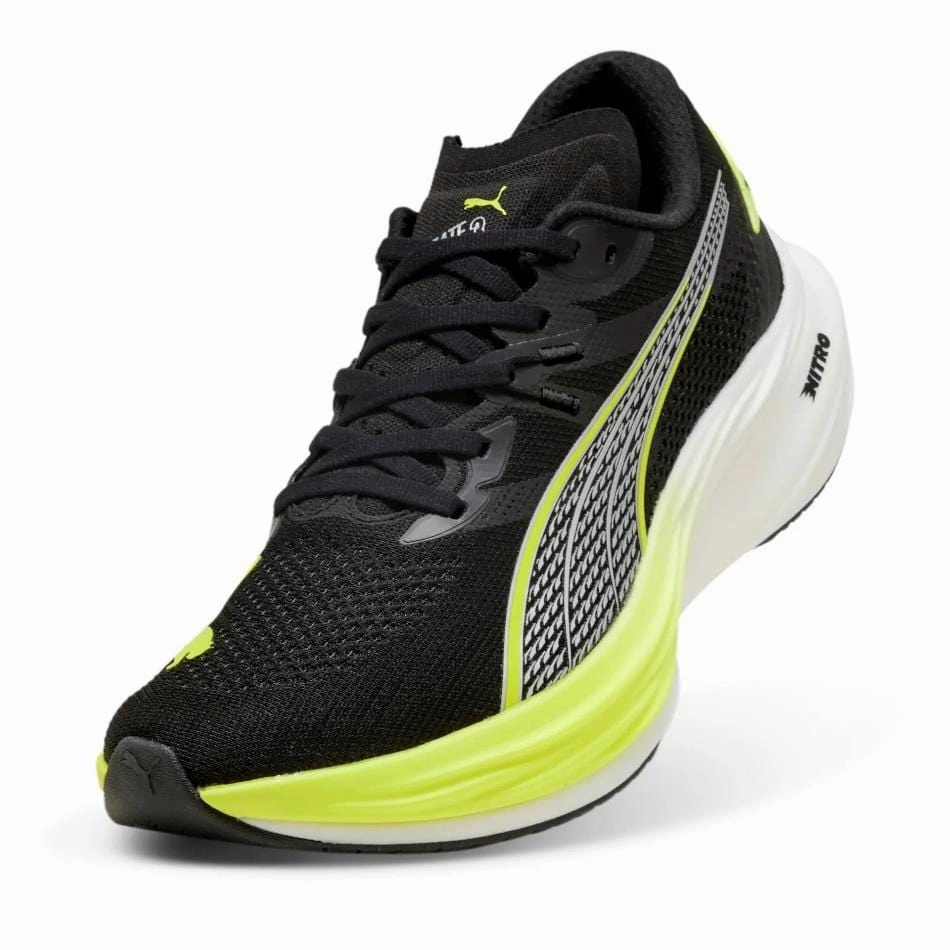 Puma Men's Deviate Nitro 3 Running Shoes in PUMA Black/Yellow Alert SS25 for intermediate