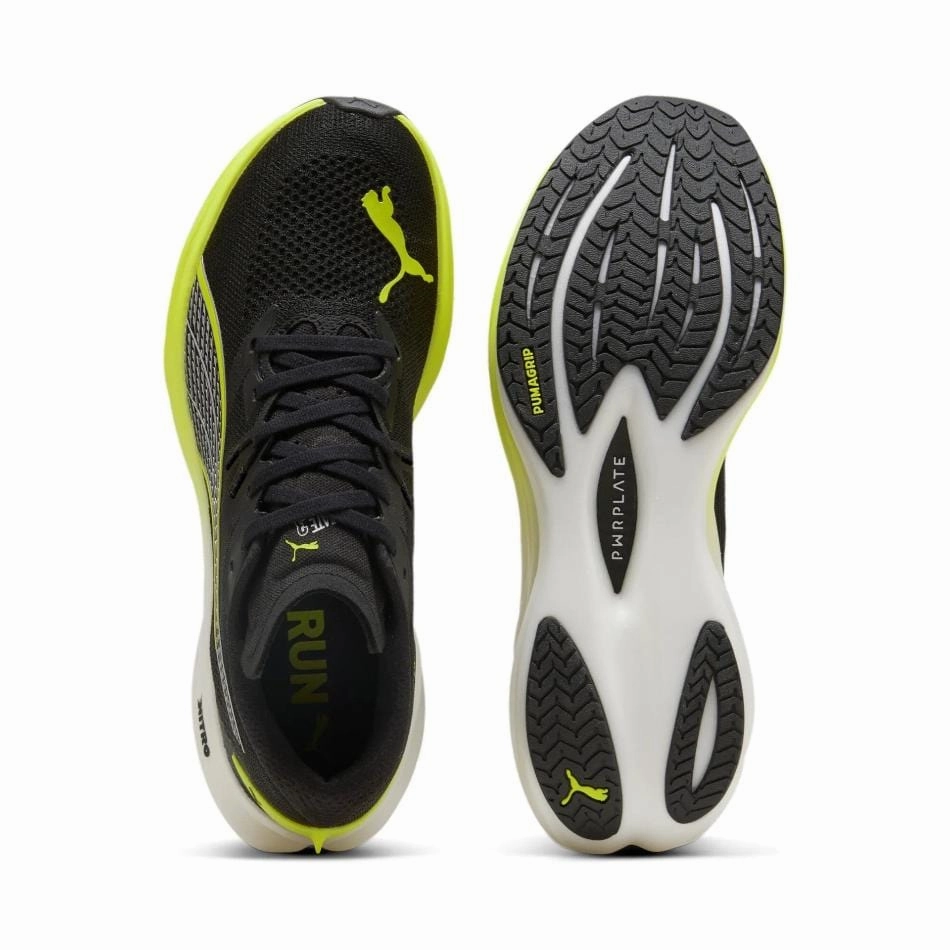 running in a canyon area shoes Puma Men's Deviate Nitro 3 Running Shoes in PUMA Black/Yellow Alert SS25