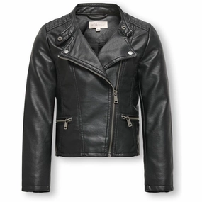 Quick Dry Coating Kids ONLY Black Freya Faux L?der Biker Jacket Noos