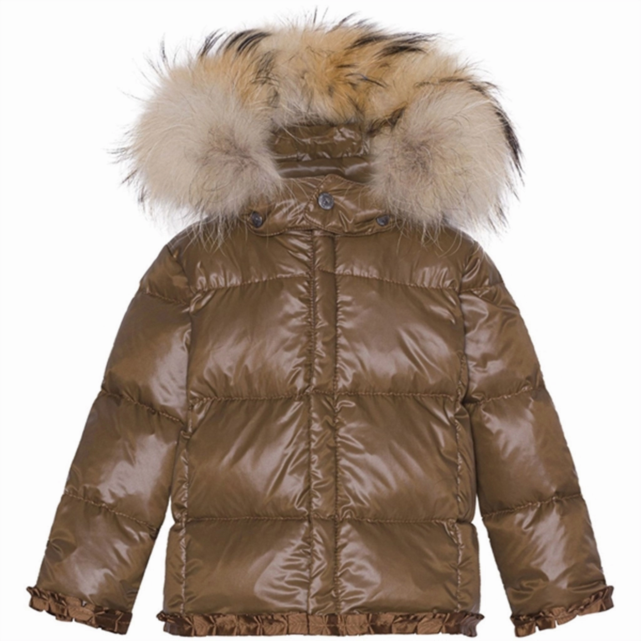 Midweight Layer Ver de Terre Featherlight Baby Girls Down Jacket w. Fur Kangaroo