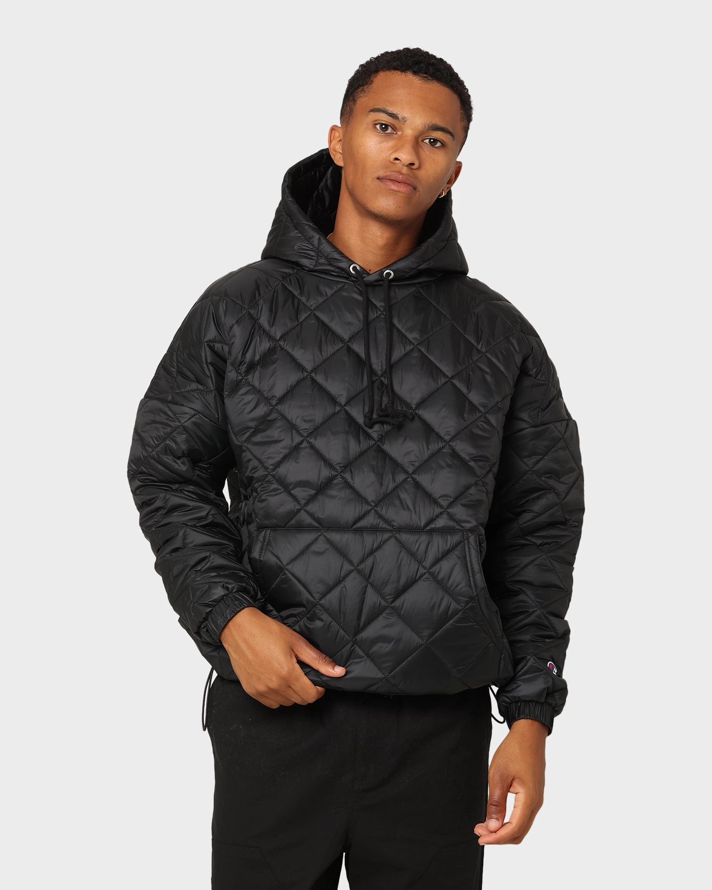 Champion LFS Puffer Anorak Black WrinkleResistant Emblem