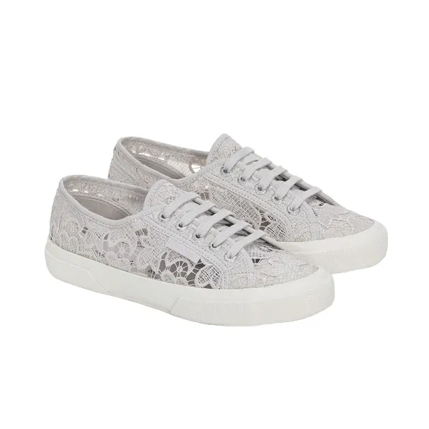 Superga scarpa sneakers da donna in Macrame 2750 S81219W A0B grigio argento left - foot running in a cross - country meet shoes
