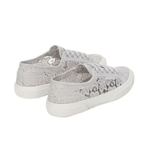 running with a zipper closure Superga scarpa sneakers da donna in Macrame 2750 S81219W A0B grigio argento