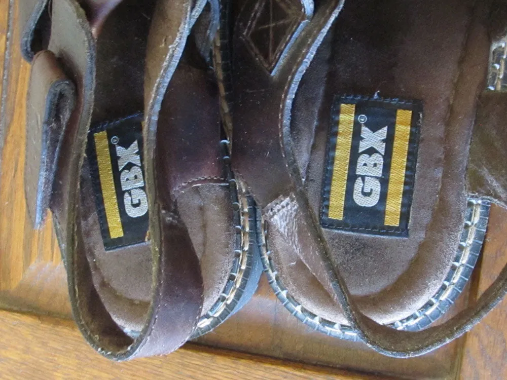 Vintage 90s Men's Fisherman Sandals 11 M Brown Leather Boho Hipster Hippie Style Like New