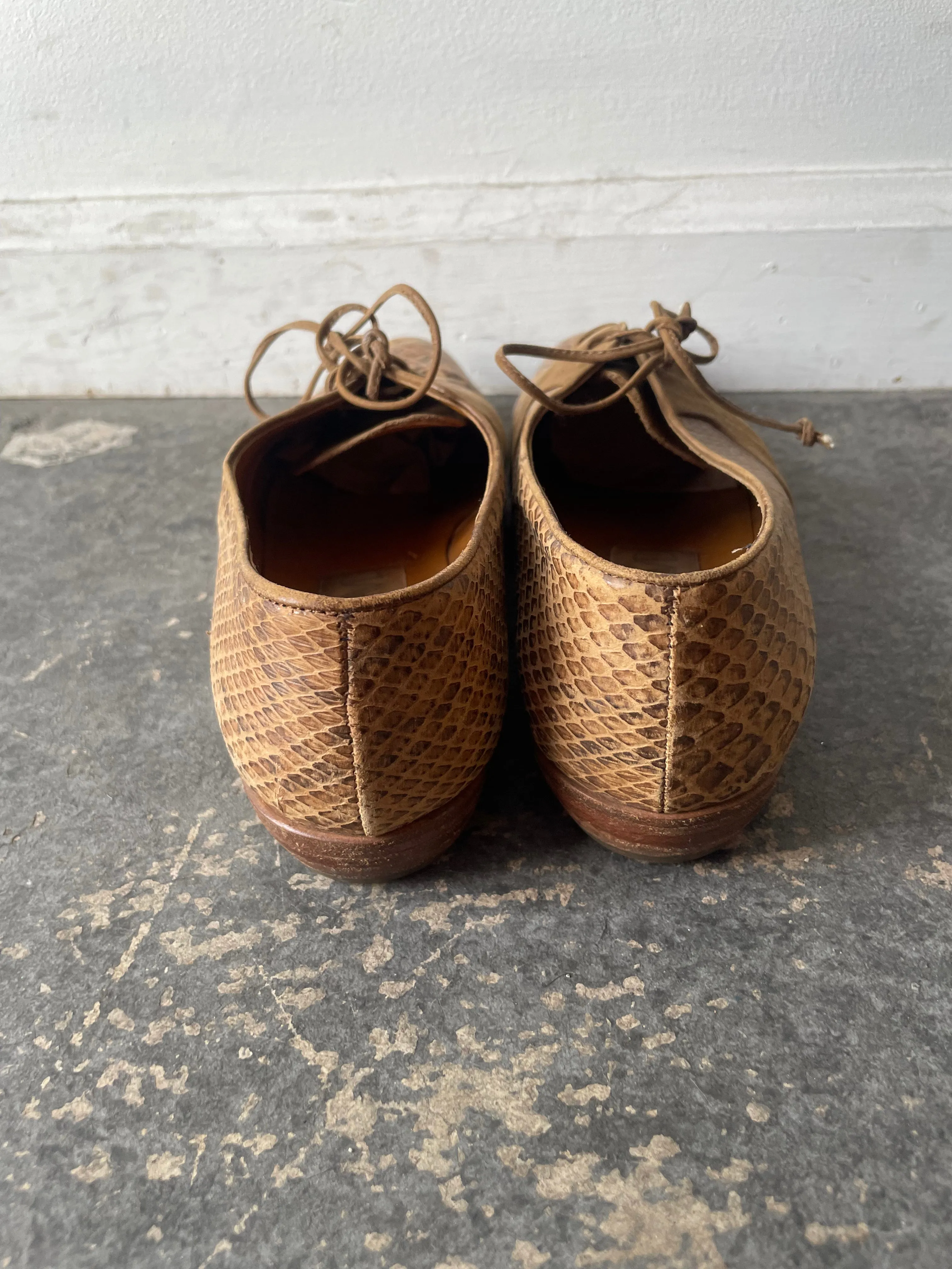 Vintage Joan & David Brown Snakeskin oxfords Size 8