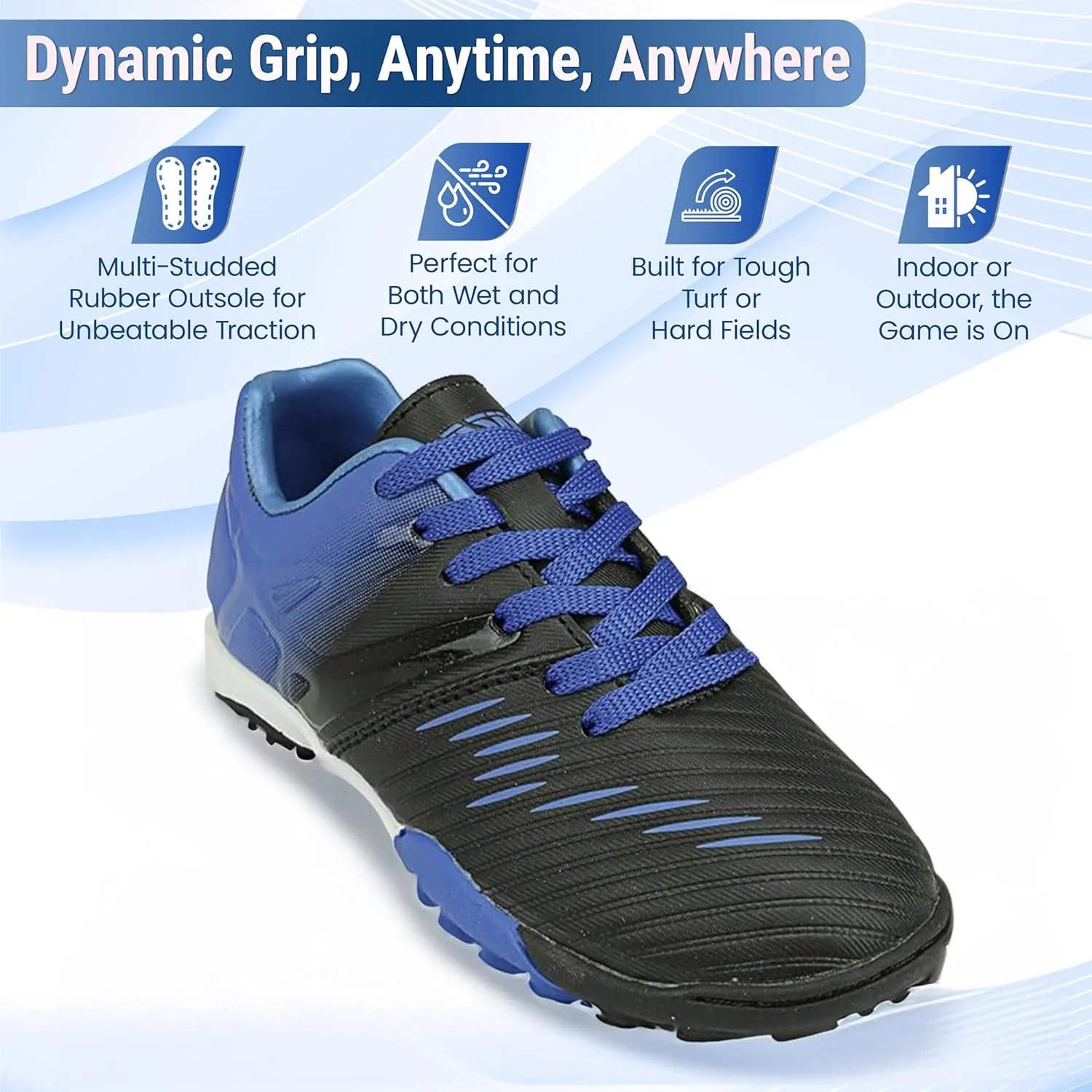 Vizari Liga Turf Soccer Shoes for Boys and Girls| Athletic Turf Shoes with Durable Polyurethane Sole | Youth Football Turf Shoes with Molded Rubber Oursole | Superior Traction on All Surfaces