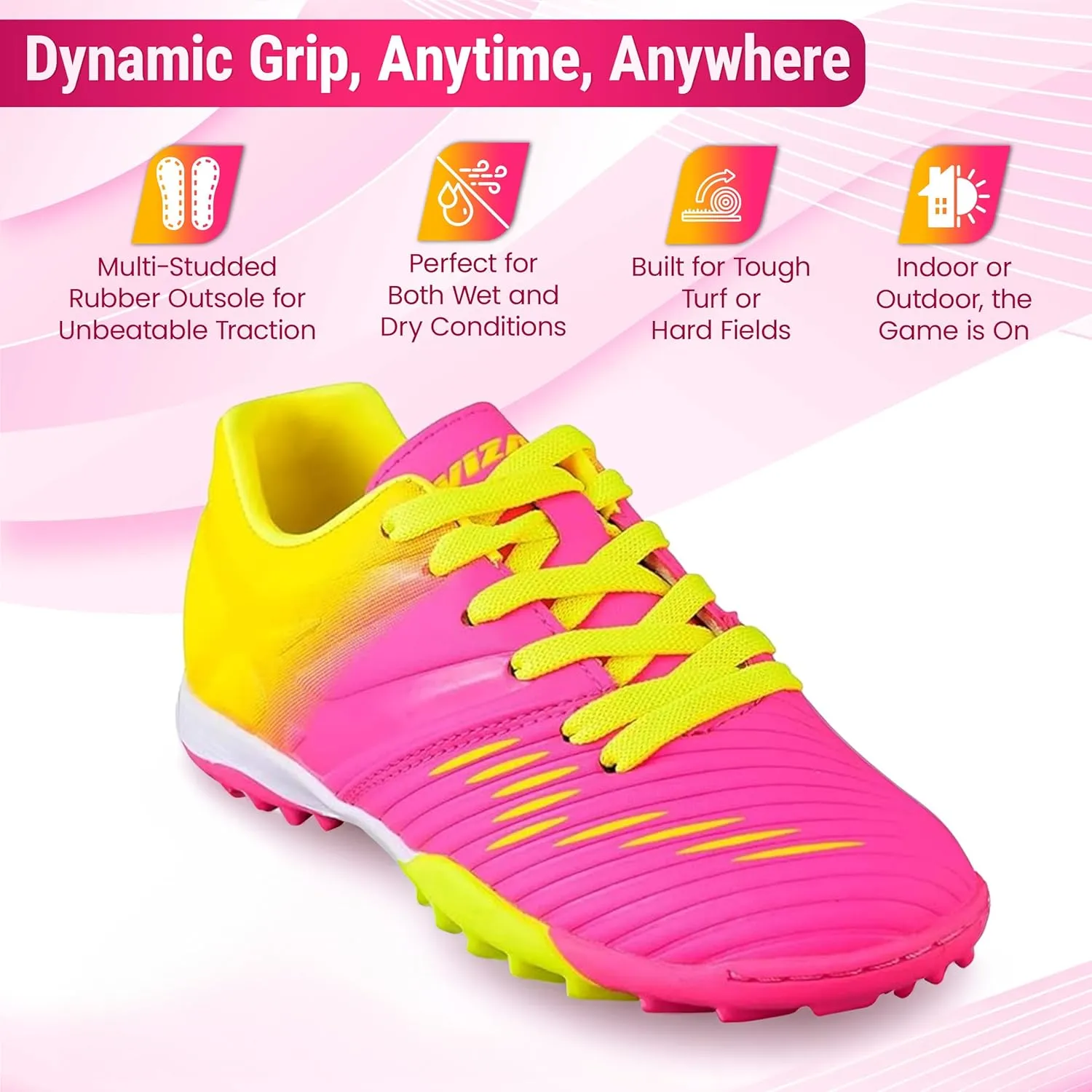 Vizari Liga Turf Soccer Shoes for Boys and Girls| Athletic Turf Shoes with Durable Polyurethane Sole | Youth Football Turf Shoes with Molded Rubber Oursole | Superior Traction on All Surfaces