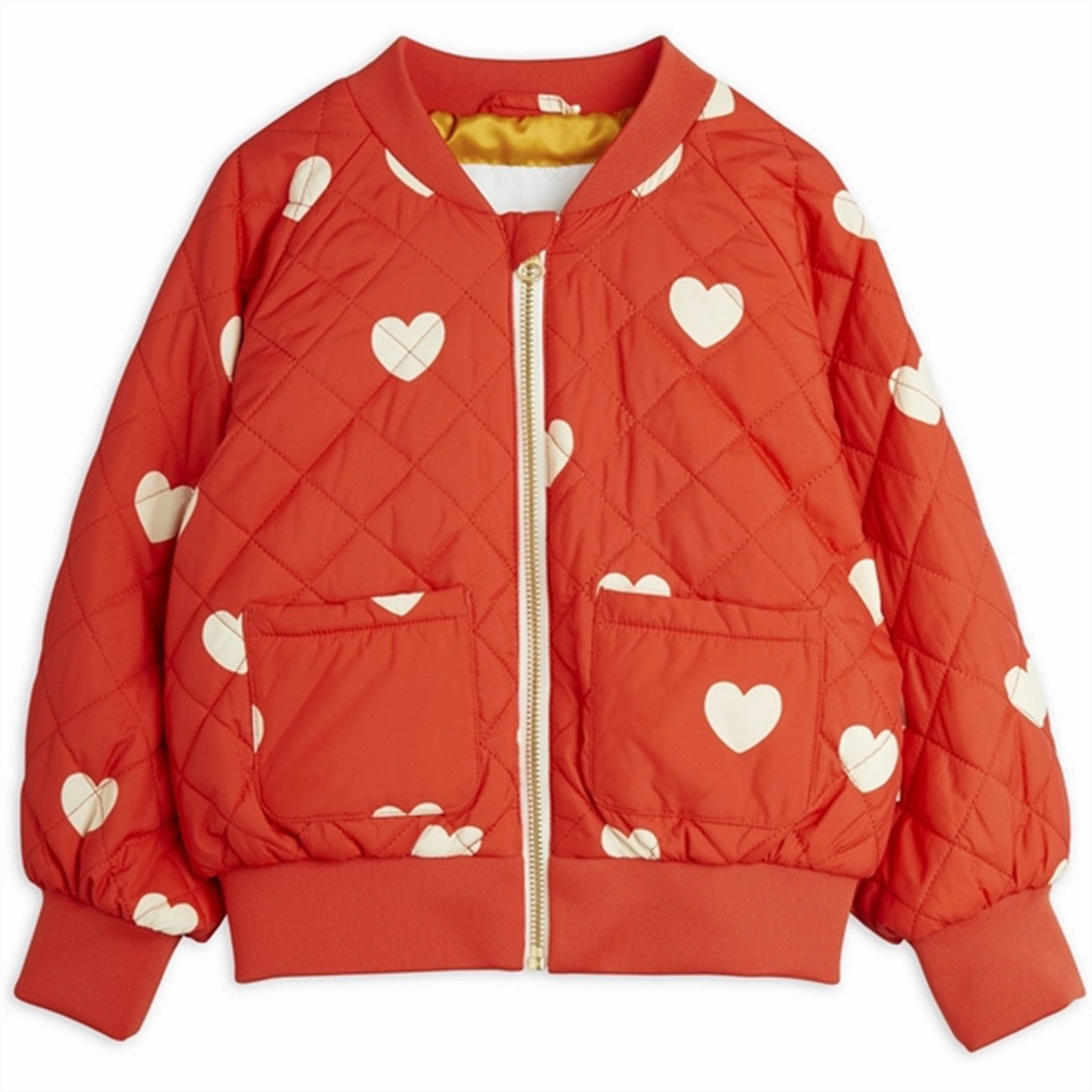 Sleek Outdoor Look Anti Pill Fabric Tech Mini Rodini Hearts Aop Baseball Jacket Red