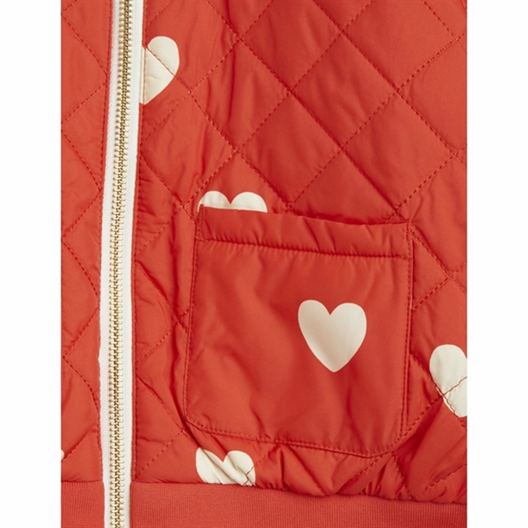 Mini Rodini Hearts Aop Baseball Jacket Red Stylish Comfort Extra Layer Piece