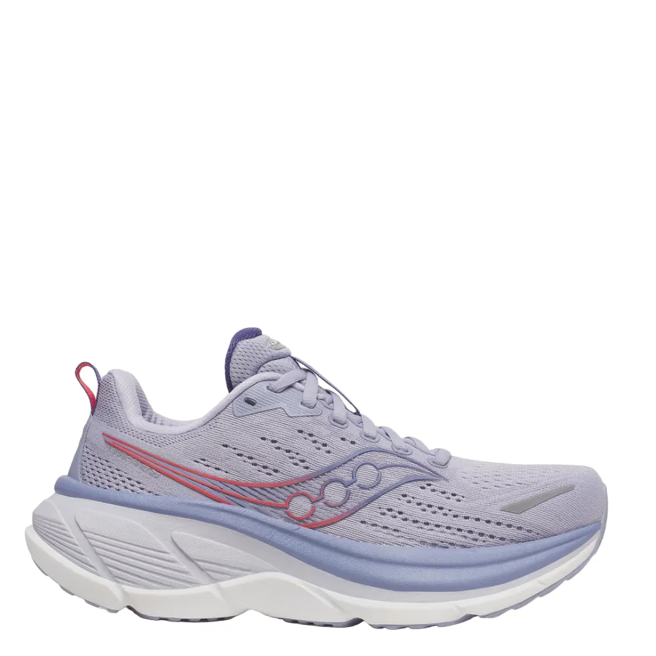Stabilizing Heel Clip Anti Slip Traction Saucony Women's Hurricane 25 Running Shoes in Thistle/Aster - Online Exclusive