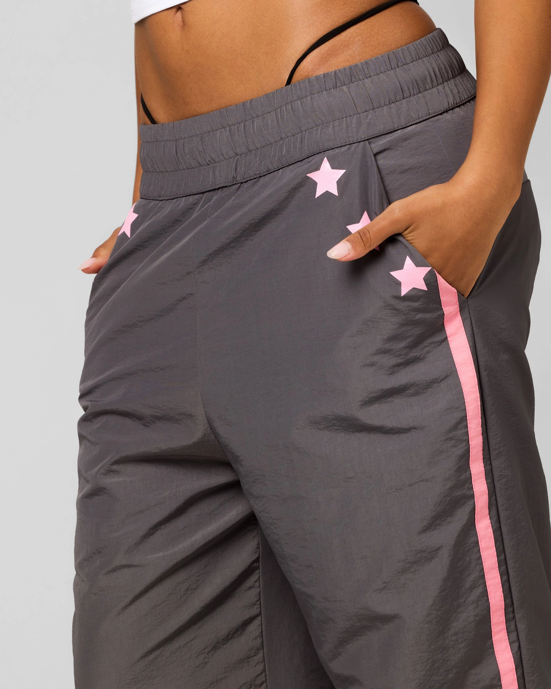 Ed Hardy Women's Nylon Sports Pant Grey/Pink Move Freely