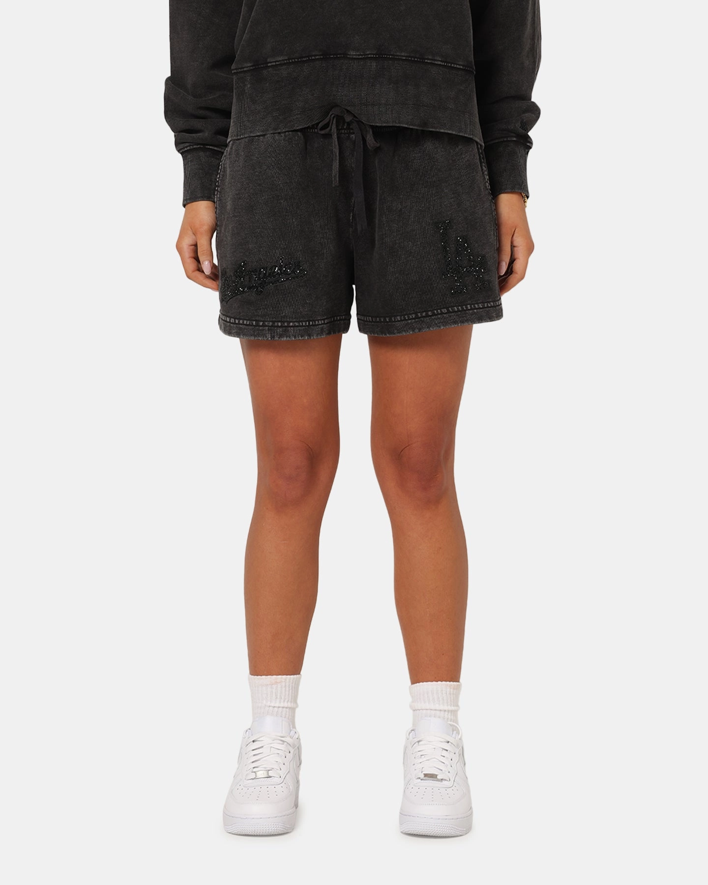 Comfy Flex Recycled Polyester Pro Standard Women's Los Angeles Dodgers Washed Crystaline Shorts Washed Black