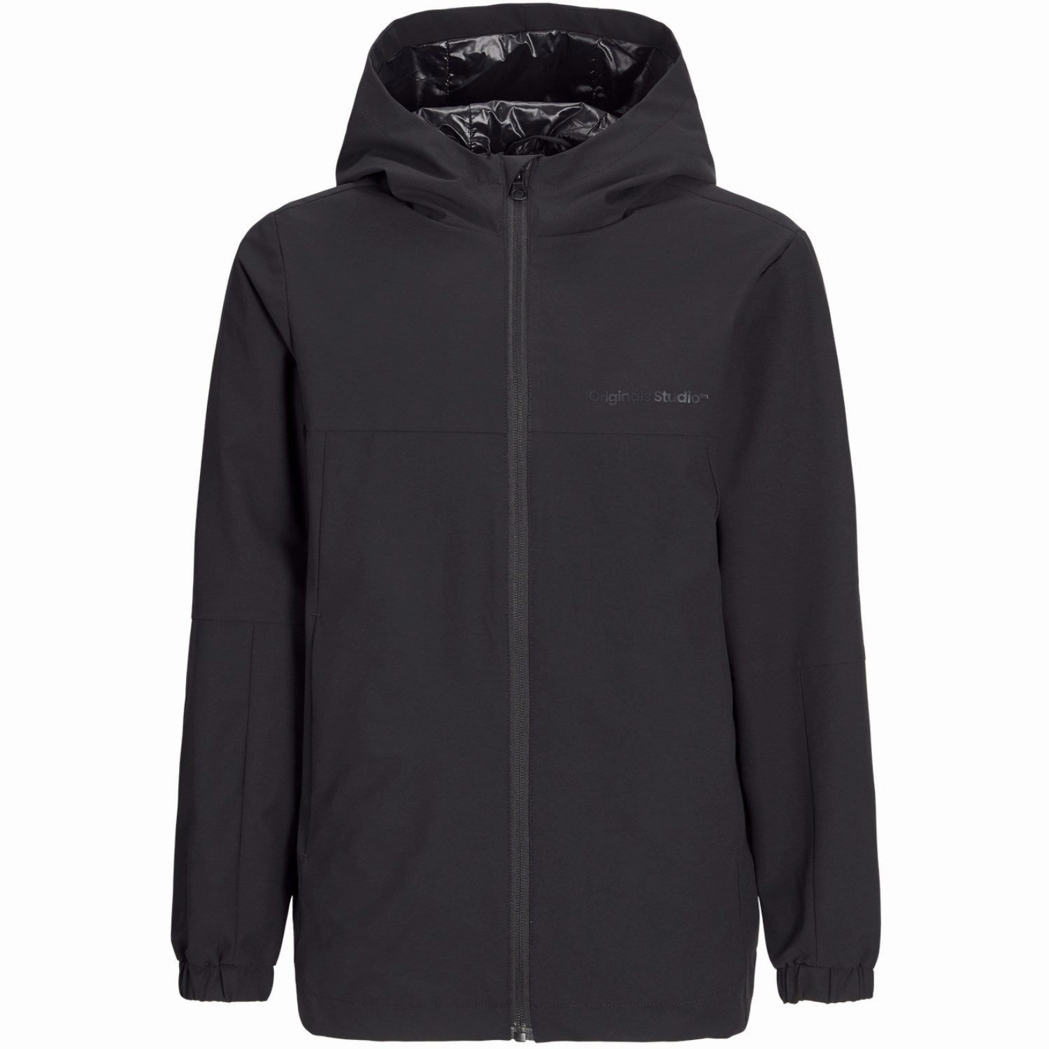 Jack & Jones Junior Black Vesterbro Hood Jacket Windproof Closure Stain Resistant