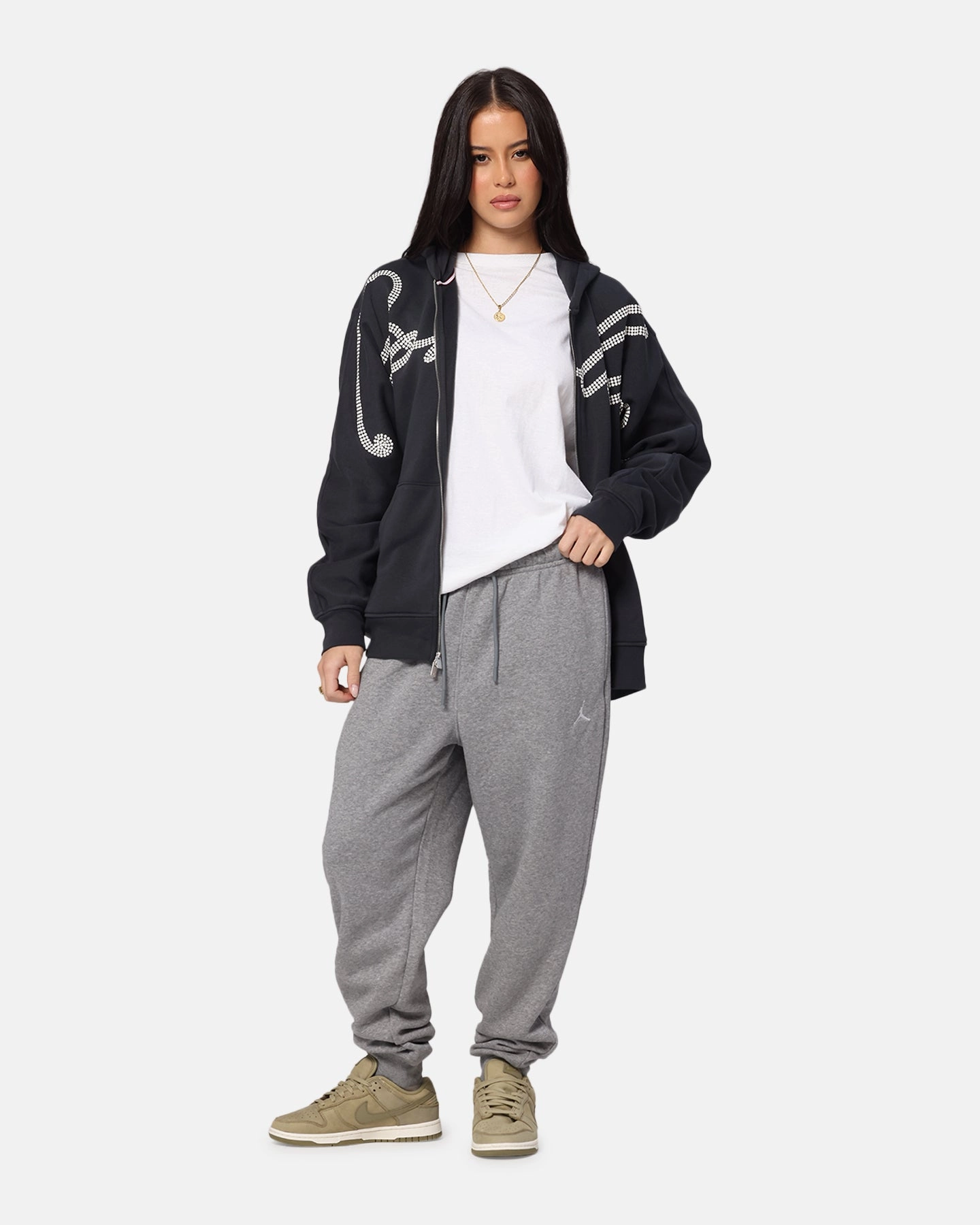 Jordan Brooklyn Fleece Pants Carbon Heather/White Cozy Touch