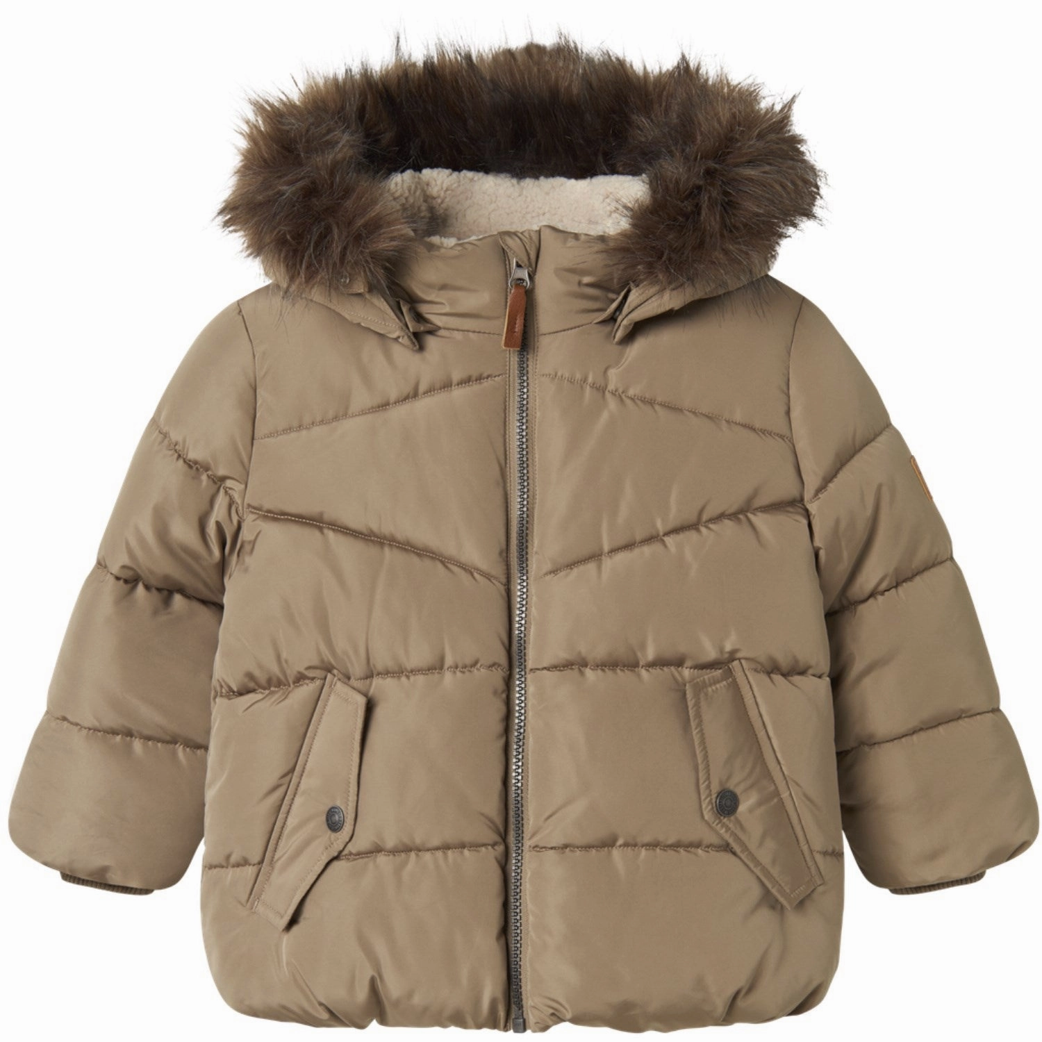Outdoor Look Breathable City Style Name It Timber Wolf Nmmmathew Puffer Jacket1