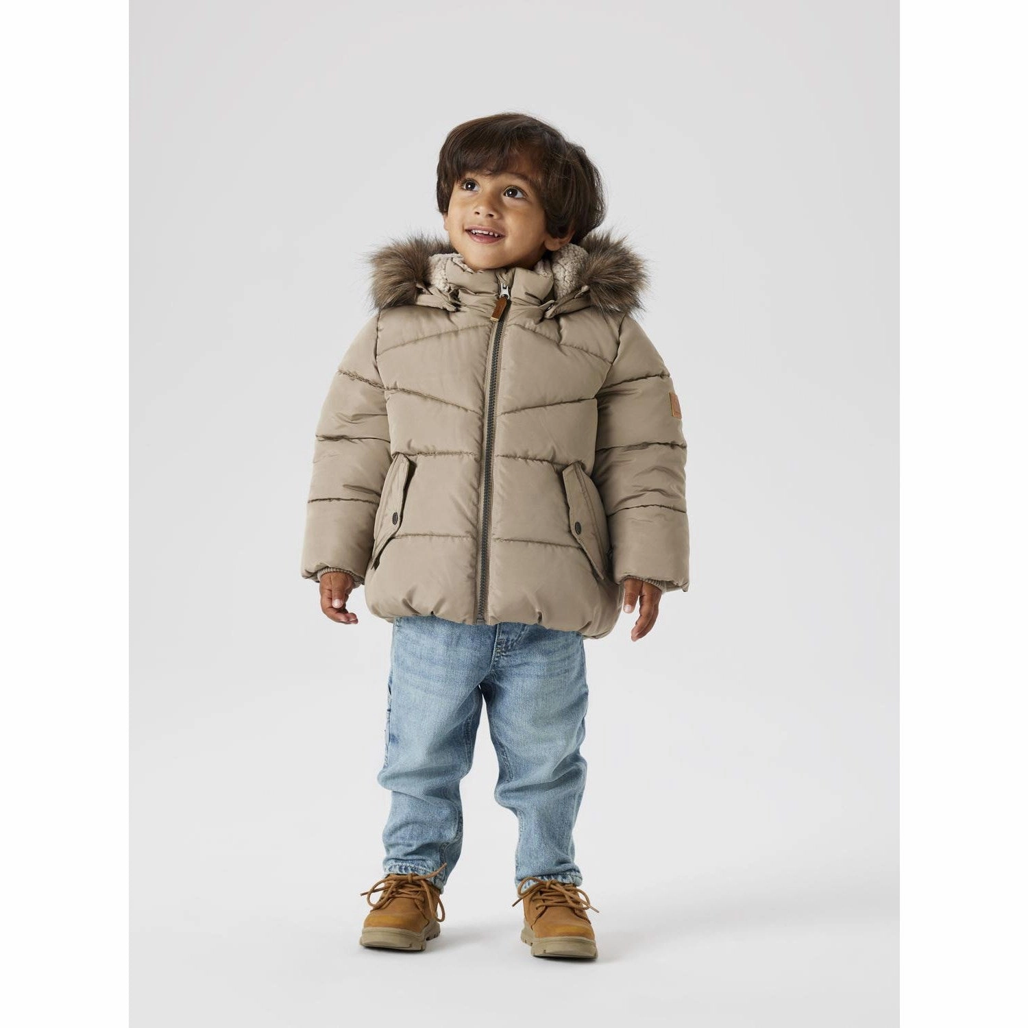 Name It Timber Wolf Nmmmathew Puffer Jacket1 Zippered Vents Convertible Collar