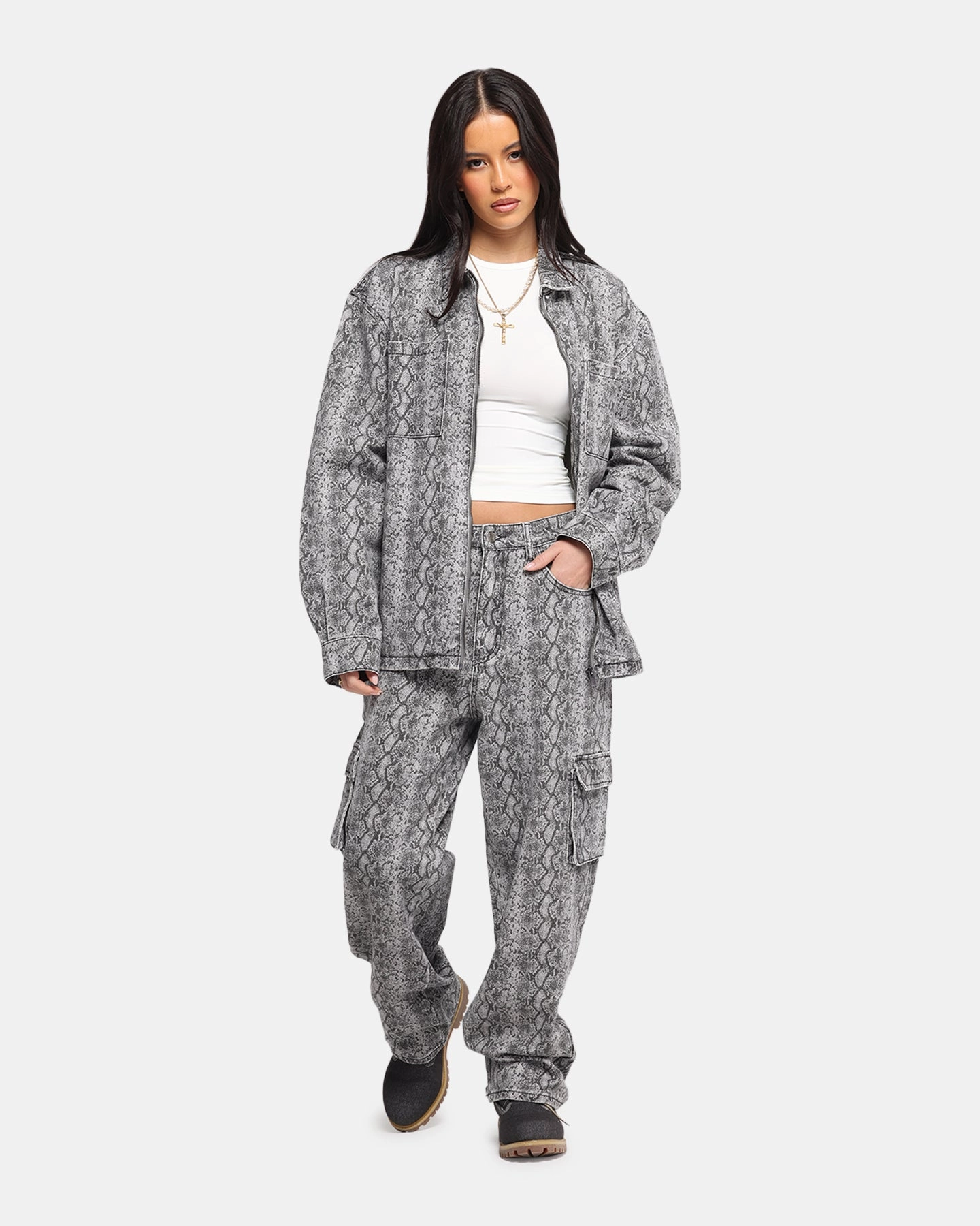Commuter Fit All Fit XXIII Snake Skin Cargo Pants Black Snake Print