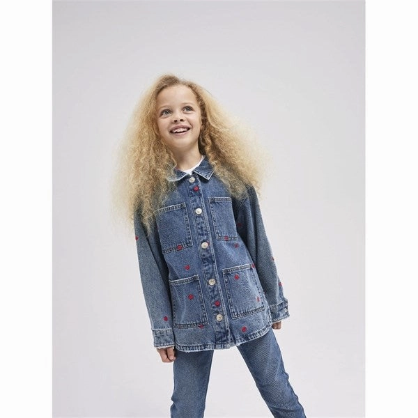 Snag Free Fabric Name it Medium Blue Denim Hearts Kathy Denim Cowboy Jacket