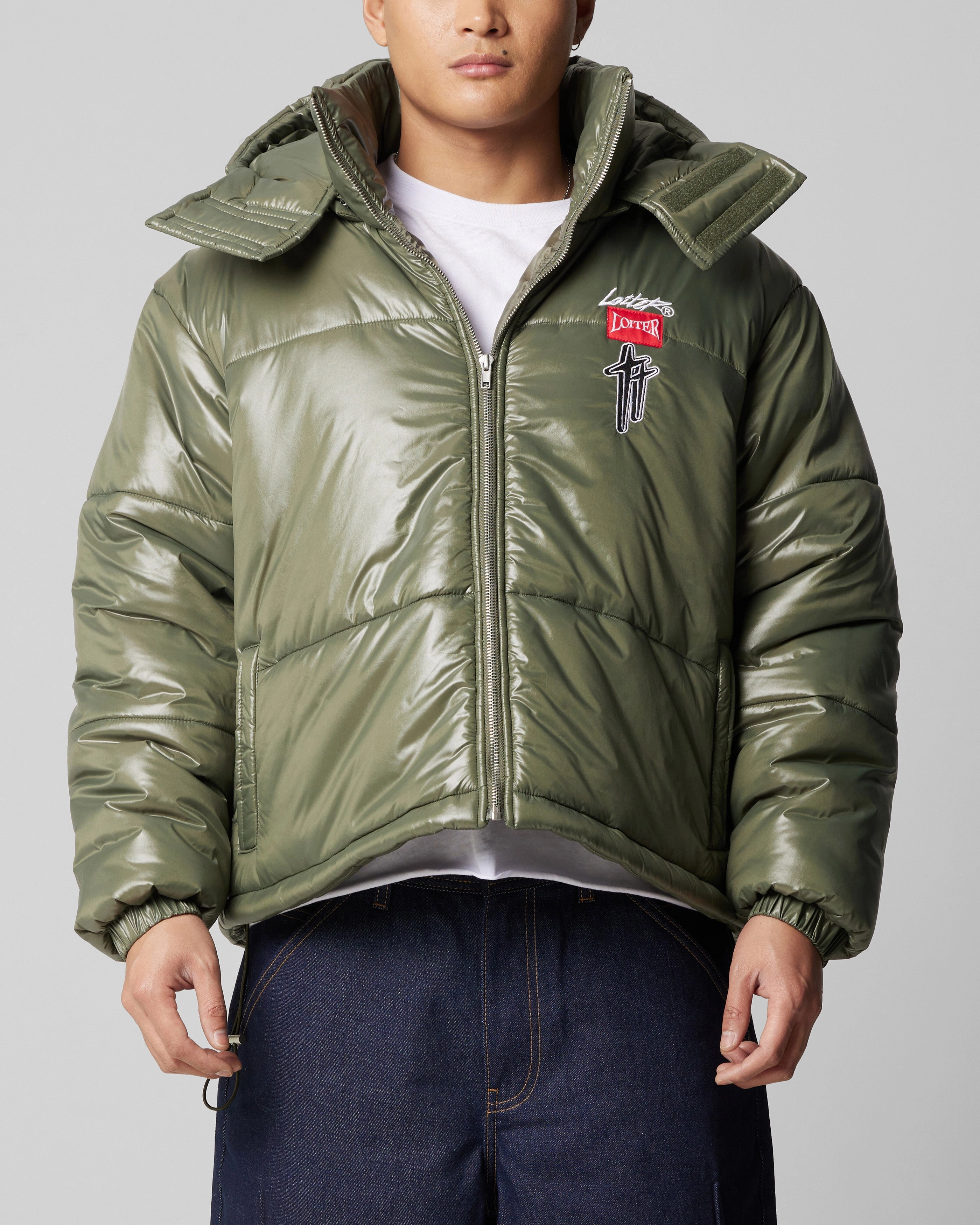 Loiter Star Born Puffer Jacket Green dry-cleanable
